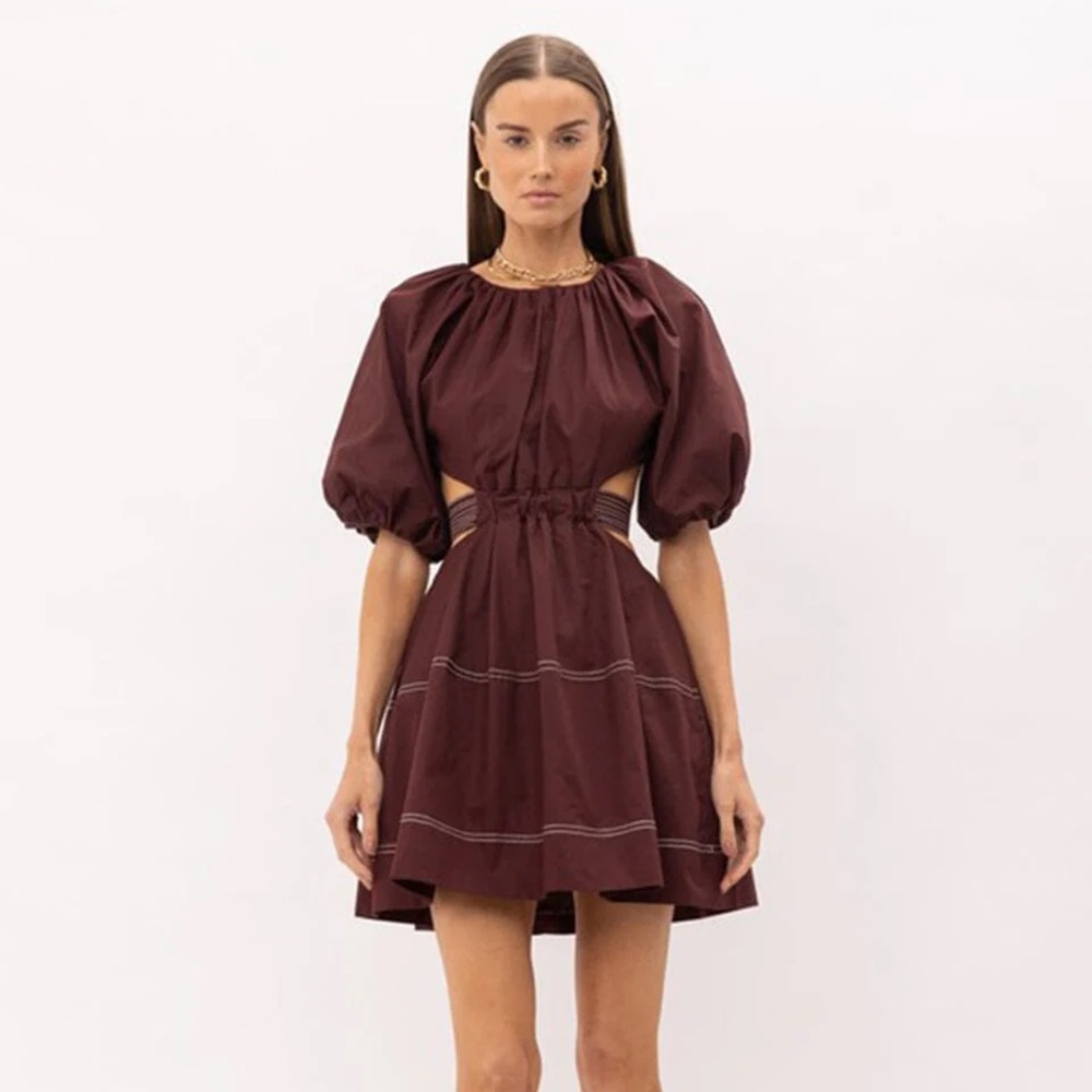 NWOT SOFIE THE LABEL Limit Cut Out Mini Dress - Mocha - Size S - Picture 2 of 9